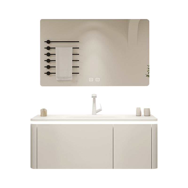 Stone Modern Mirror Included Bathroom Sink Vanity in White with Doors Drawers Vanity & Faucet & Square Mirror Clearhalo 'Bathroom Remodel & Bathroom Fixtures' 'Bathroom Vanities' 'bathroom_vanities' 'Home Improvement' 'home_improvement' 'home_improvement_bathroom_vanities' 8026087