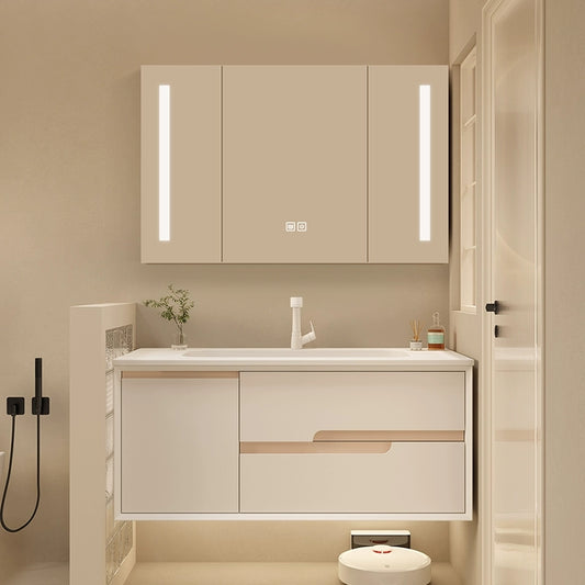 Mirror Included Wall Mount Bathroom Sink Vanity with Doors Drawers Clearhalo 'Bathroom Remodel & Bathroom Fixtures' 'Bathroom Vanities' 'bathroom_vanities' 'Home Improvement' 'home_improvement' 'home_improvement_bathroom_vanities' 8026110