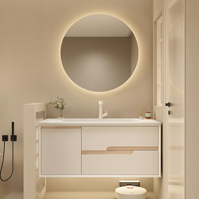 Mirror Included Wall Mount Bathroom Sink Vanity with Doors Drawers Clearhalo 'Bathroom Remodel & Bathroom Fixtures' 'Bathroom Vanities' 'bathroom_vanities' 'Home Improvement' 'home_improvement' 'home_improvement_bathroom_vanities' 8026112