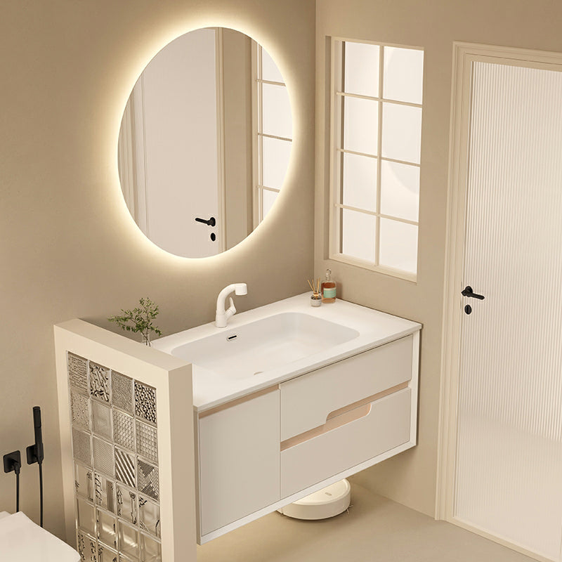 Mirror Included Wall Mount Bathroom Sink Vanity with Doors Drawers Clearhalo 'Bathroom Remodel & Bathroom Fixtures' 'Bathroom Vanities' 'bathroom_vanities' 'Home Improvement' 'home_improvement' 'home_improvement_bathroom_vanities' 8026114