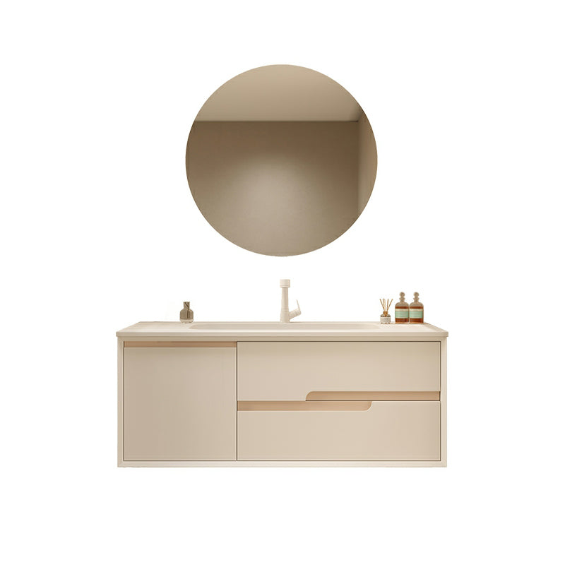 Mirror Included Wall Mount Bathroom Sink Vanity with Doors Drawers Vanity & Faucet & Round Mirror 47"L x 20"W x 20"H Clearhalo 'Bathroom Remodel & Bathroom Fixtures' 'Bathroom Vanities' 'bathroom_vanities' 'Home Improvement' 'home_improvement' 'home_improvement_bathroom_vanities' 8026119