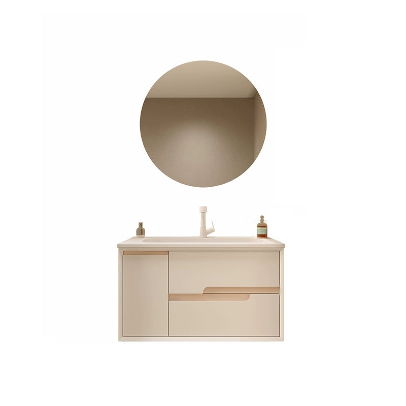 Mirror Included Wall Mount Bathroom Sink Vanity with Doors Drawers Vanity & Faucet & Round Mirror 31.5"L x 20"W x 20"H Clearhalo 'Bathroom Remodel & Bathroom Fixtures' 'Bathroom Vanities' 'bathroom_vanities' 'Home Improvement' 'home_improvement' 'home_improvement_bathroom_vanities' 8026131