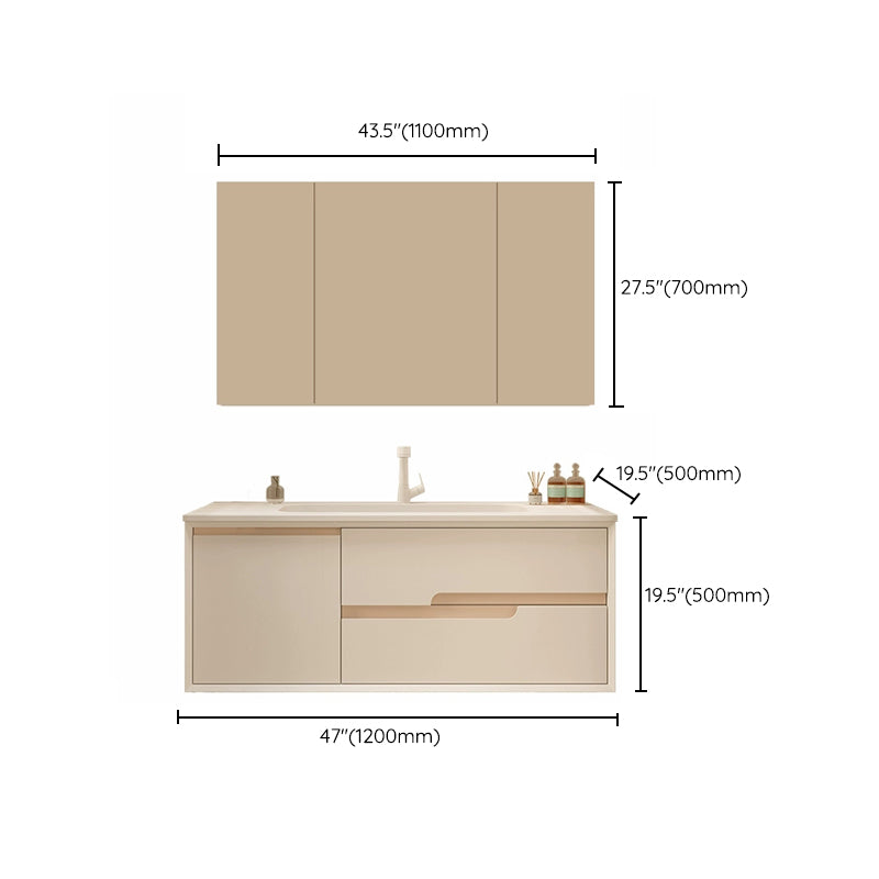 Mirror Included Wall Mount Bathroom Sink Vanity with Doors Drawers Clearhalo 'Bathroom Remodel & Bathroom Fixtures' 'Bathroom Vanities' 'bathroom_vanities' 'Home Improvement' 'home_improvement' 'home_improvement_bathroom_vanities' 8026146