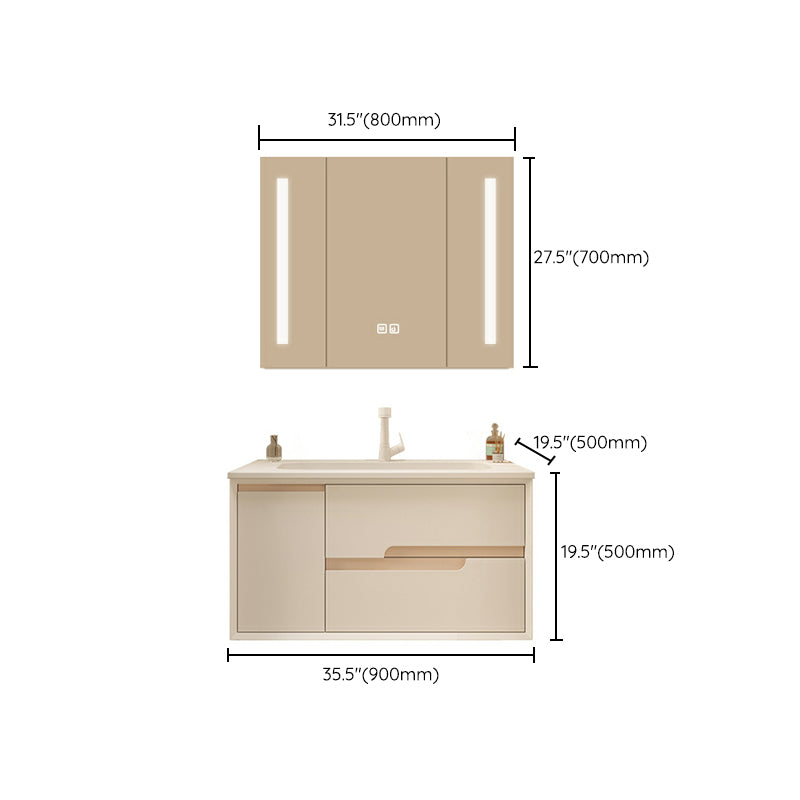 Mirror Included Wall Mount Bathroom Sink Vanity with Doors Drawers Clearhalo 'Bathroom Remodel & Bathroom Fixtures' 'Bathroom Vanities' 'bathroom_vanities' 'Home Improvement' 'home_improvement' 'home_improvement_bathroom_vanities' 8026149