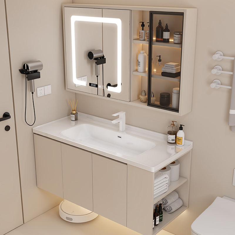 Modern Style Wall Mount Vanity Set Wooden with Doors for Bathroom Clearhalo 'Bathroom Remodel & Bathroom Fixtures' 'Bathroom Vanities' 'bathroom_vanities' 'Home Improvement' 'home_improvement' 'home_improvement_bathroom_vanities' 8026187