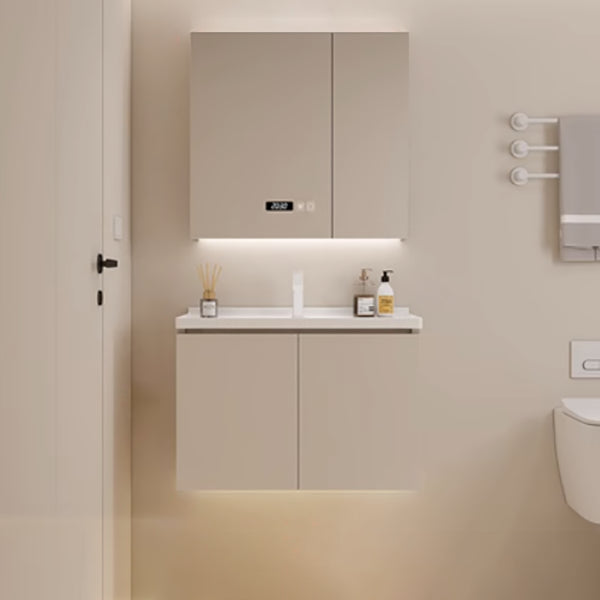 Modern Style Wall Mount Vanity Set Wooden with Doors for Bathroom Vanity & Faucet & Smart Medicine Cabinet 28"L x 20"W x 19"H 4 Clearhalo 'Bathroom Remodel & Bathroom Fixtures' 'Bathroom Vanities' 'bathroom_vanities' 'Home Improvement' 'home_improvement' 'home_improvement_bathroom_vanities' 8026199