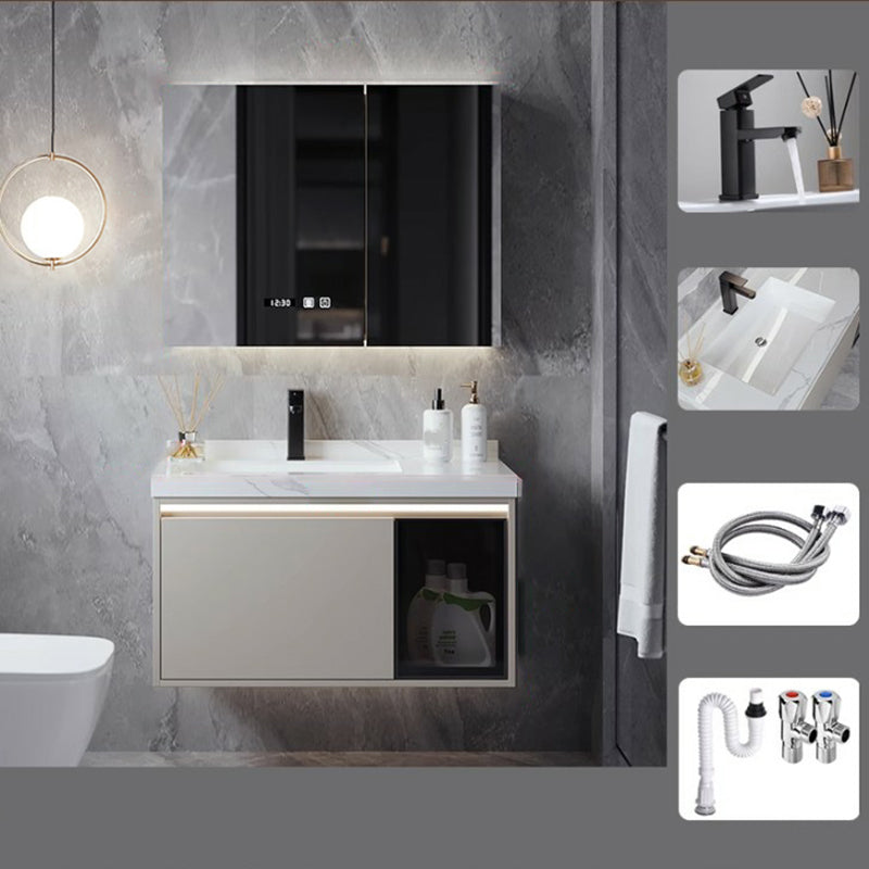 Modern Wall Mount Sink Vanity Stone Top with Doors for Bathroom Vanity & Faucet & Smart Medicine Cabinet 31.5"L x 20"W x 18"H 3 Clearhalo 'Bathroom Remodel & Bathroom Fixtures' 'Bathroom Vanities' 'bathroom_vanities' 'Home Improvement' 'home_improvement' 'home_improvement_bathroom_vanities' 8026240