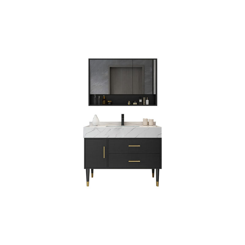 Modern Freestanding Sink Vanity with Mirror Doors Drawers for Bathroom Vanity & Faucet & Mirror Cabinet Clearhalo 'Bathroom Remodel & Bathroom Fixtures' 'Bathroom Vanities' 'bathroom_vanities' 'Home Improvement' 'home_improvement' 'home_improvement_bathroom_vanities' 8026310