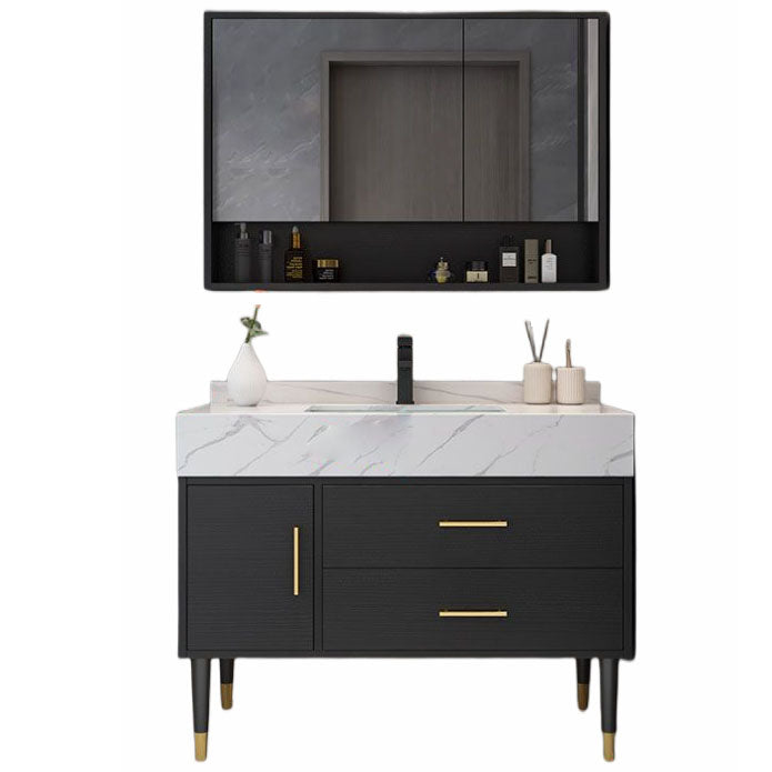 Modern Freestanding Sink Vanity with Mirror Doors Drawers for Bathroom Clearhalo 'Bathroom Remodel & Bathroom Fixtures' 'Bathroom Vanities' 'bathroom_vanities' 'Home Improvement' 'home_improvement' 'home_improvement_bathroom_vanities' 8026318