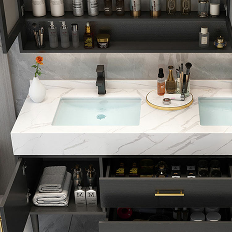 Modern Freestanding Sink Vanity with Mirror Doors Drawers for Bathroom Clearhalo 'Bathroom Remodel & Bathroom Fixtures' 'Bathroom Vanities' 'bathroom_vanities' 'Home Improvement' 'home_improvement' 'home_improvement_bathroom_vanities' 8026320