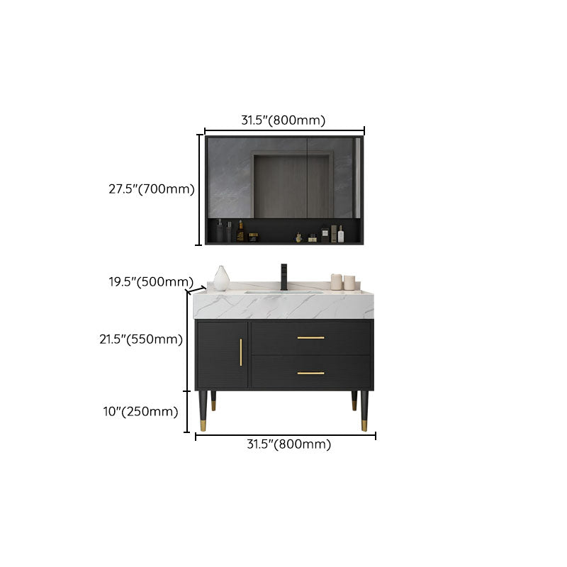 Modern Freestanding Sink Vanity with Mirror Doors Drawers for Bathroom Clearhalo 'Bathroom Remodel & Bathroom Fixtures' 'Bathroom Vanities' 'bathroom_vanities' 'Home Improvement' 'home_improvement' 'home_improvement_bathroom_vanities' 8026325