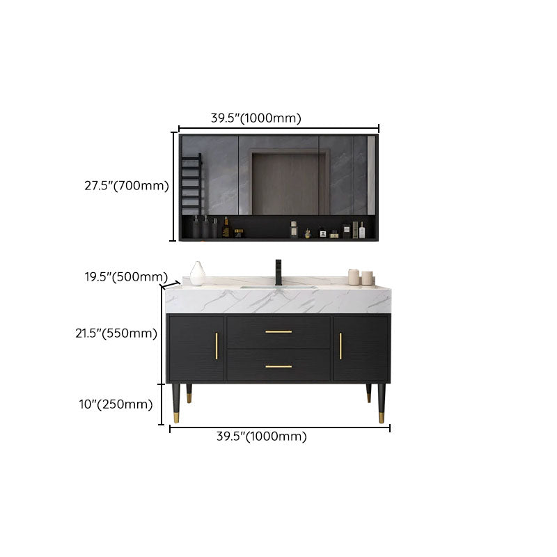 Modern Freestanding Sink Vanity with Mirror Doors Drawers for Bathroom Clearhalo 'Bathroom Remodel & Bathroom Fixtures' 'Bathroom Vanities' 'bathroom_vanities' 'Home Improvement' 'home_improvement' 'home_improvement_bathroom_vanities' 8026327