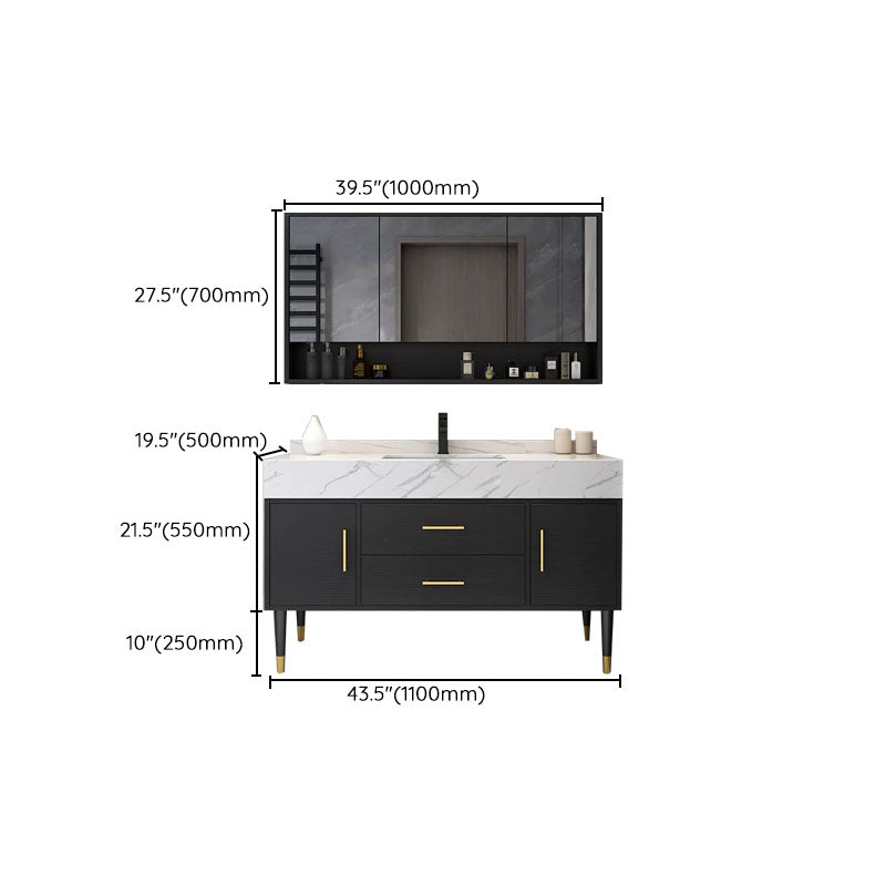 Modern Freestanding Sink Vanity with Mirror Doors Drawers for Bathroom Clearhalo 'Bathroom Remodel & Bathroom Fixtures' 'Bathroom Vanities' 'bathroom_vanities' 'Home Improvement' 'home_improvement' 'home_improvement_bathroom_vanities' 8026328