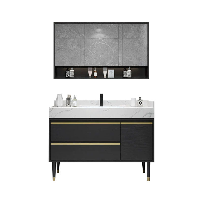 Faucet Included Freestanding Sink Vanity with Mirror Doors Drawers for Bathroom Vanity & Faucet & Mirror Cabinet 39"L x 20"W x 31"H Clearhalo 'Bathroom Remodel & Bathroom Fixtures' 'Bathroom Vanities' 'bathroom_vanities' 'Home Improvement' 'home_improvement' 'home_improvement_bathroom_vanities' 8026349