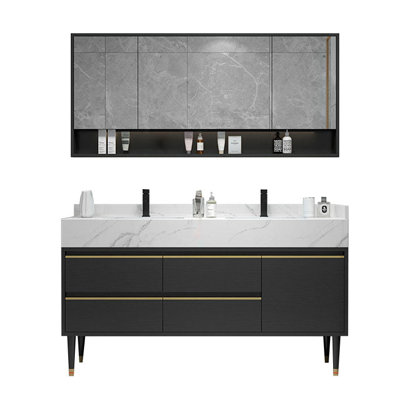 Faucet Included Freestanding Sink Vanity with Mirror Doors Drawers for Bathroom Vanity & Faucet & Mirror Cabinet Clearhalo 'Bathroom Remodel & Bathroom Fixtures' 'Bathroom Vanities' 'bathroom_vanities' 'Home Improvement' 'home_improvement' 'home_improvement_bathroom_vanities' 8026353