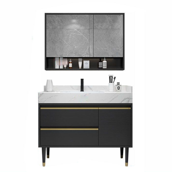 Faucet Included Freestanding Sink Vanity with Mirror Doors Drawers for Bathroom Clearhalo 'Bathroom Remodel & Bathroom Fixtures' 'Bathroom Vanities' 'bathroom_vanities' 'Home Improvement' 'home_improvement' 'home_improvement_bathroom_vanities' 8026356