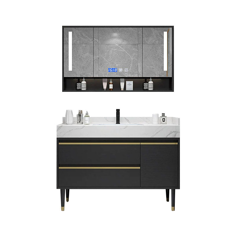 Faucet Included Freestanding Sink Vanity with Mirror Doors Drawers for Bathroom Vanity & Faucet & Smart Medicine Cabinet 39"L x 20"W x 31"H Clearhalo 'Bathroom Remodel & Bathroom Fixtures' 'Bathroom Vanities' 'bathroom_vanities' 'Home Improvement' 'home_improvement' 'home_improvement_bathroom_vanities' 8026357