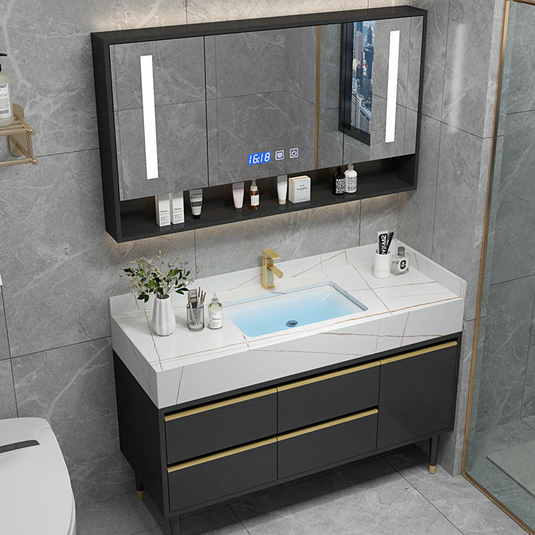 Faucet Included Freestanding Sink Vanity with Mirror Doors Drawers for Bathroom Clearhalo 'Bathroom Remodel & Bathroom Fixtures' 'Bathroom Vanities' 'bathroom_vanities' 'Home Improvement' 'home_improvement' 'home_improvement_bathroom_vanities' 8026365