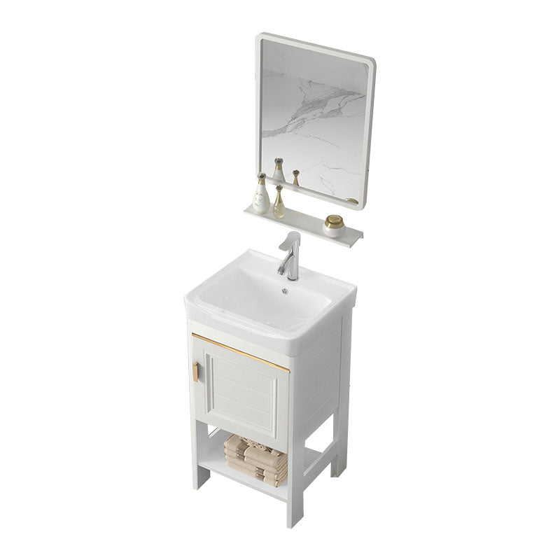 Modern Metal Freestanding Sink Vanity White with Sink Shelf for Bathroom Vanity & Faucet & Mirrors 17"L x 14"W x 31"H 1 Clearhalo 'Bathroom Remodel & Bathroom Fixtures' 'Bathroom Vanities' 'bathroom_vanities' 'Home Improvement' 'home_improvement' 'home_improvement_bathroom_vanities' 8026389