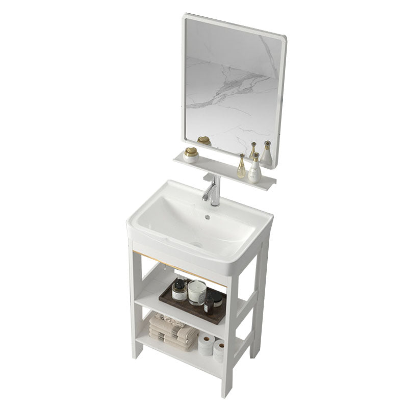Modern Metal Freestanding Sink Vanity White with Sink Shelf for Bathroom Vanity & Faucet & Mirrors 20"L x 14"W x 31"H Door Not Included Clearhalo 'Bathroom Remodel & Bathroom Fixtures' 'Bathroom Vanities' 'bathroom_vanities' 'Home Improvement' 'home_improvement' 'home_improvement_bathroom_vanities' 8026401