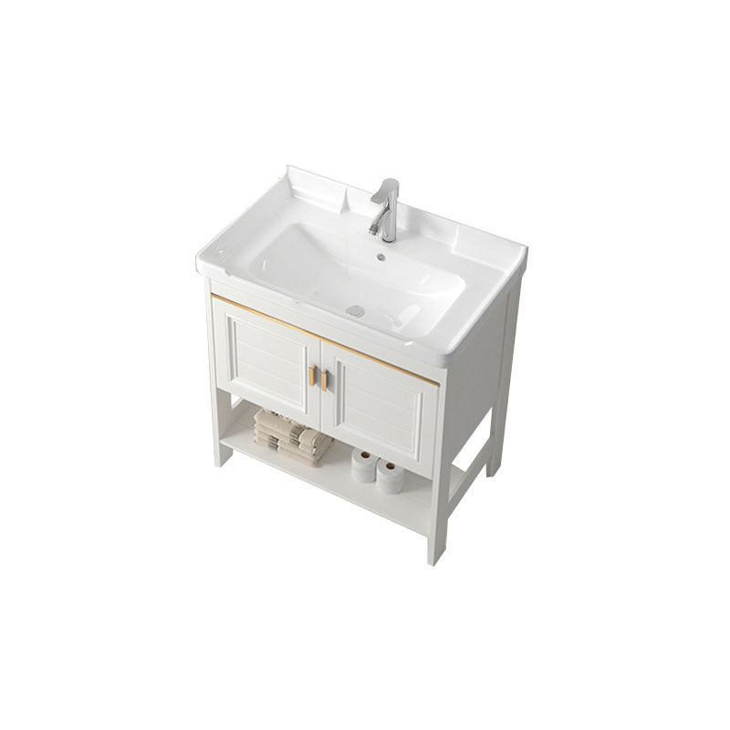 Modern Metal Freestanding Sink Vanity White with Sink Shelf for Bathroom Vanity & Faucet 2 Clearhalo 'Bathroom Remodel & Bathroom Fixtures' 'Bathroom Vanities' 'bathroom_vanities' 'Home Improvement' 'home_improvement' 'home_improvement_bathroom_vanities' 8026410