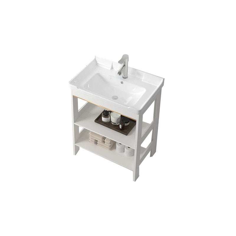 Modern Metal Freestanding Sink Vanity White with Sink Shelf for Bathroom Vanity & Faucet 24"L x 16"W x 31"H Door Not Included Clearhalo 'Bathroom Remodel & Bathroom Fixtures' 'Bathroom Vanities' 'bathroom_vanities' 'Home Improvement' 'home_improvement' 'home_improvement_bathroom_vanities' 8026413