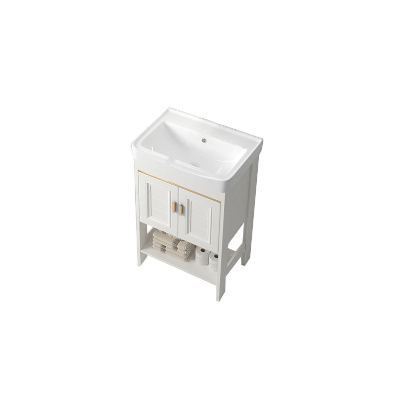 Modern Metal Freestanding Sink Vanity White with Sink Shelf for Bathroom Bathroom Vanity 20"L x 14"W x 31"H 2 Clearhalo 'Bathroom Remodel & Bathroom Fixtures' 'Bathroom Vanities' 'bathroom_vanities' 'Home Improvement' 'home_improvement' 'home_improvement_bathroom_vanities' 8026415