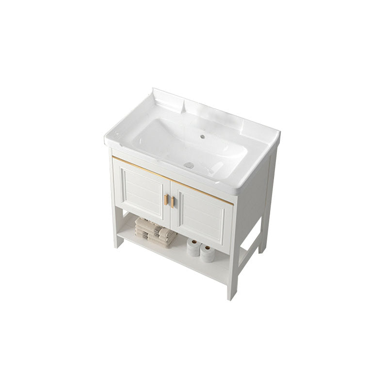 Modern Metal Freestanding Sink Vanity White with Sink Shelf for Bathroom Bathroom Vanity 2 Clearhalo 'Bathroom Remodel & Bathroom Fixtures' 'Bathroom Vanities' 'bathroom_vanities' 'Home Improvement' 'home_improvement' 'home_improvement_bathroom_vanities' 8026417