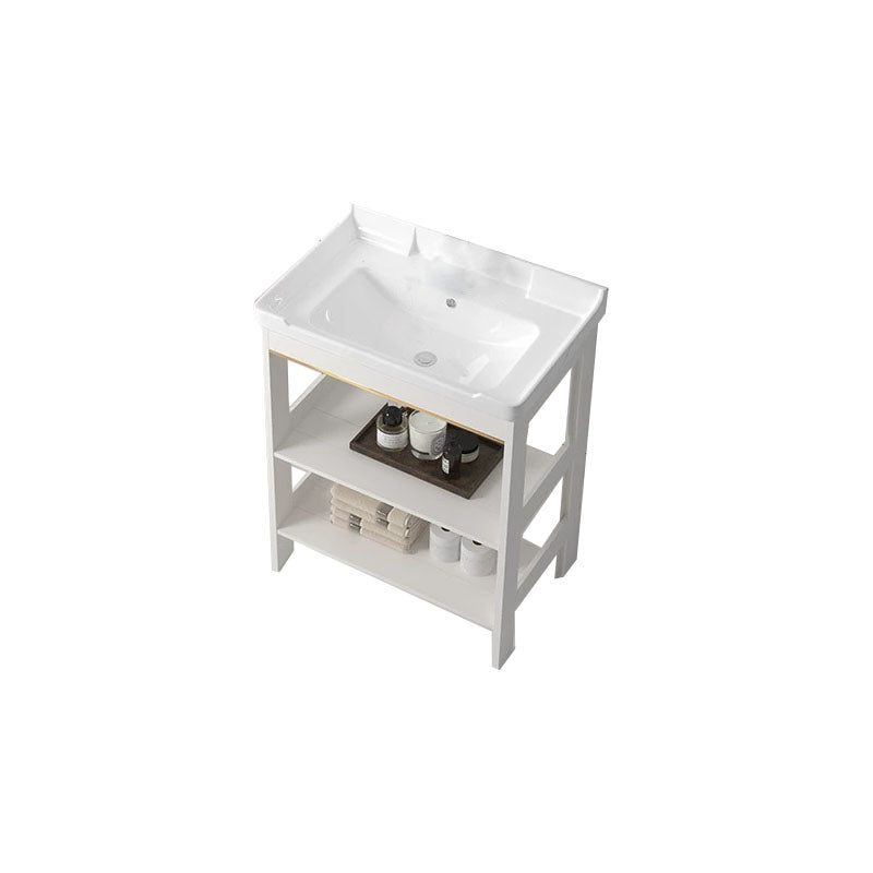 Modern Metal Freestanding Sink Vanity White with Sink Shelf for Bathroom Bathroom Vanity 24"L x 16"W x 31"H Door Not Included Clearhalo 'Bathroom Remodel & Bathroom Fixtures' 'Bathroom Vanities' 'bathroom_vanities' 'Home Improvement' 'home_improvement' 'home_improvement_bathroom_vanities' 8026420