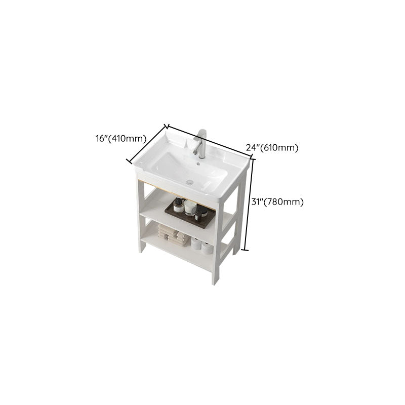 Modern Metal Freestanding Sink Vanity White with Sink Shelf for Bathroom Clearhalo 'Bathroom Remodel & Bathroom Fixtures' 'Bathroom Vanities' 'bathroom_vanities' 'Home Improvement' 'home_improvement' 'home_improvement_bathroom_vanities' 8026436