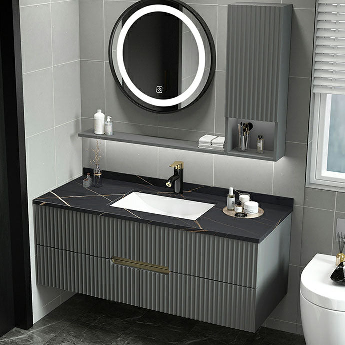 Wall Mount Faucet Included Sink Vanity with Drawers Mirror for Bathroom Clearhalo 'Bathroom Remodel & Bathroom Fixtures' 'Bathroom Vanities' 'bathroom_vanities' 'Home Improvement' 'home_improvement' 'home_improvement_bathroom_vanities' 8026450