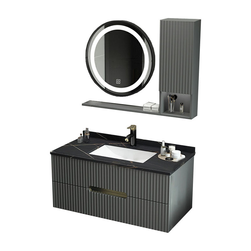 Wall Mount Faucet Included Sink Vanity with Drawers Mirror for Bathroom Vanity & Faucet & Smart Round Mirror & Sideboard Clearhalo 'Bathroom Remodel & Bathroom Fixtures' 'Bathroom Vanities' 'bathroom_vanities' 'Home Improvement' 'home_improvement' 'home_improvement_bathroom_vanities' 8026465