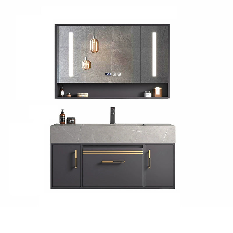 Modern Wall Mount Wood Bathroom Vanity Set in Grey with Mirror Doors Stone Clearhalo 'Bathroom Remodel & Bathroom Fixtures' 'Bathroom Vanities' 'bathroom_vanities' 'Home Improvement' 'home_improvement' 'home_improvement_bathroom_vanities' 8052244