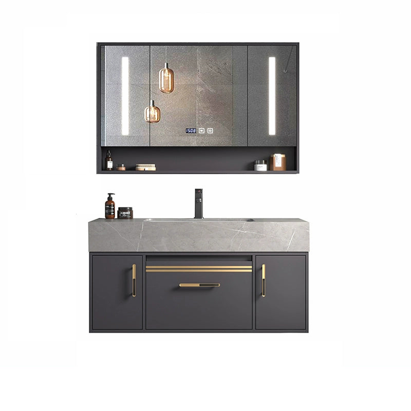 Modern Wall Mount Wood Bathroom Vanity Set in Grey with Mirror Doors Ceramic Clearhalo 'Bathroom Remodel & Bathroom Fixtures' 'Bathroom Vanities' 'bathroom_vanities' 'Home Improvement' 'home_improvement' 'home_improvement_bathroom_vanities' 8052250