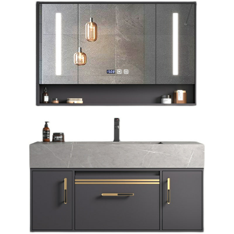 Modern Wall Mount Wood Bathroom Vanity Set in Grey with Mirror Doors Clearhalo 'Bathroom Remodel & Bathroom Fixtures' 'Bathroom Vanities' 'bathroom_vanities' 'Home Improvement' 'home_improvement' 'home_improvement_bathroom_vanities' 8052252