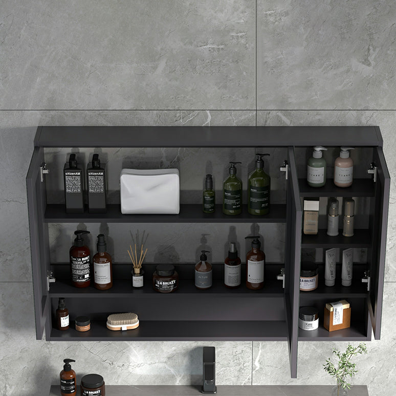 Modern Wall Mount Wood Bathroom Vanity Set in Grey with Mirror Doors Clearhalo 'Bathroom Remodel & Bathroom Fixtures' 'Bathroom Vanities' 'bathroom_vanities' 'Home Improvement' 'home_improvement' 'home_improvement_bathroom_vanities' 8052255