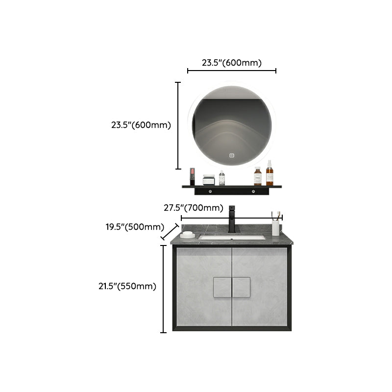 Modern Wall Mount Stone Bathroom Vanity Set with Doors Mirror Clearhalo 'Bathroom Remodel & Bathroom Fixtures' 'Bathroom Vanities' 'bathroom_vanities' 'Home Improvement' 'home_improvement' 'home_improvement_bathroom_vanities' 8052294