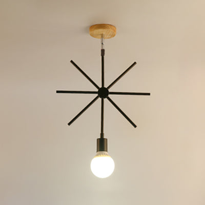 1 Light Cone/Sputnik Design Semi Flush Mount Light Industrial Stylish Black Metal Ceiling Light Fixture with Open Cage Black Sputnik Clearhalo 'Ceiling Lights' 'Close To Ceiling Lights' 'Close to ceiling' 'Semi-flushmount' Lighting' 80523