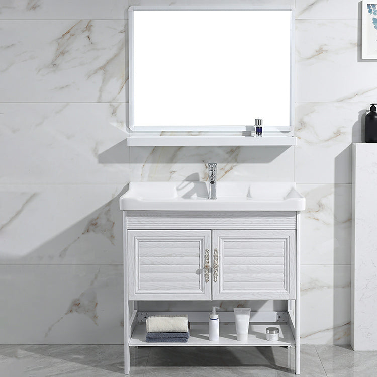 Modern Freestanding Sink Included Sink Vanity in White for Bathroom Vanity & Faucet & Mirrors 32"L x 19"W x 32"H 2 Clearhalo 'Bathroom Remodel & Bathroom Fixtures' 'Bathroom Vanities' 'bathroom_vanities' 'Home Improvement' 'home_improvement' 'home_improvement_bathroom_vanities' 8052310