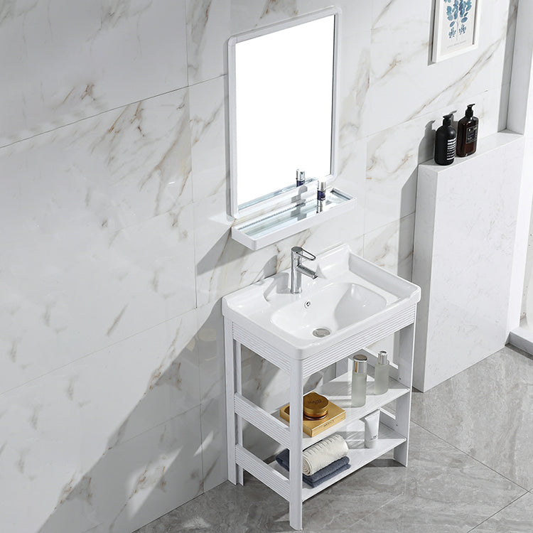 Modern Freestanding Sink Included Sink Vanity in White for Bathroom Vanity & Faucet & Mirrors 24"L x 16"W x 32"H Door Not Included Clearhalo 'Bathroom Remodel & Bathroom Fixtures' 'Bathroom Vanities' 'bathroom_vanities' 'Home Improvement' 'home_improvement' 'home_improvement_bathroom_vanities' 8052312