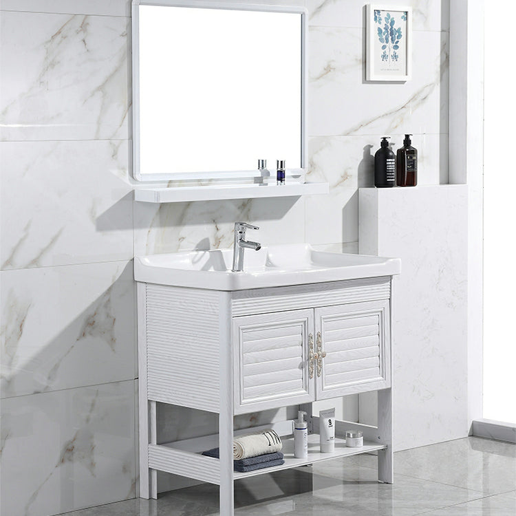 Modern Freestanding Sink Included Sink Vanity in White for Bathroom Clearhalo 'Bathroom Remodel & Bathroom Fixtures' 'Bathroom Vanities' 'bathroom_vanities' 'Home Improvement' 'home_improvement' 'home_improvement_bathroom_vanities' 8052326