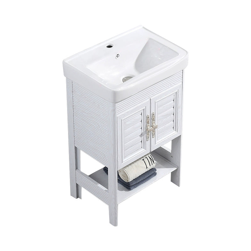 Modern Freestanding Sink Included Sink Vanity in White for Bathroom Bathroom Vanity 20"L x 14"W x 32"H 2 Clearhalo 'Bathroom Remodel & Bathroom Fixtures' 'Bathroom Vanities' 'bathroom_vanities' 'Home Improvement' 'home_improvement' 'home_improvement_bathroom_vanities' 8052327