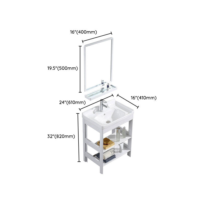 Modern Freestanding Sink Included Sink Vanity in White for Bathroom Clearhalo 'Bathroom Remodel & Bathroom Fixtures' 'Bathroom Vanities' 'bathroom_vanities' 'Home Improvement' 'home_improvement' 'home_improvement_bathroom_vanities' 8052344