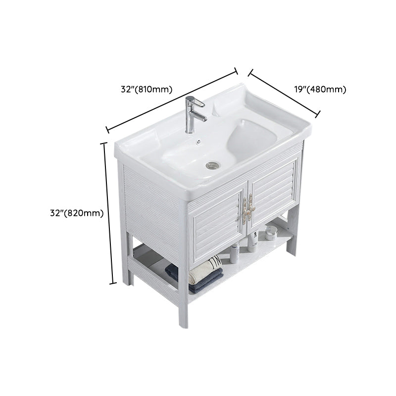 Modern Freestanding Sink Included Sink Vanity in White for Bathroom Clearhalo 'Bathroom Remodel & Bathroom Fixtures' 'Bathroom Vanities' 'bathroom_vanities' 'Home Improvement' 'home_improvement' 'home_improvement_bathroom_vanities' 8052349
