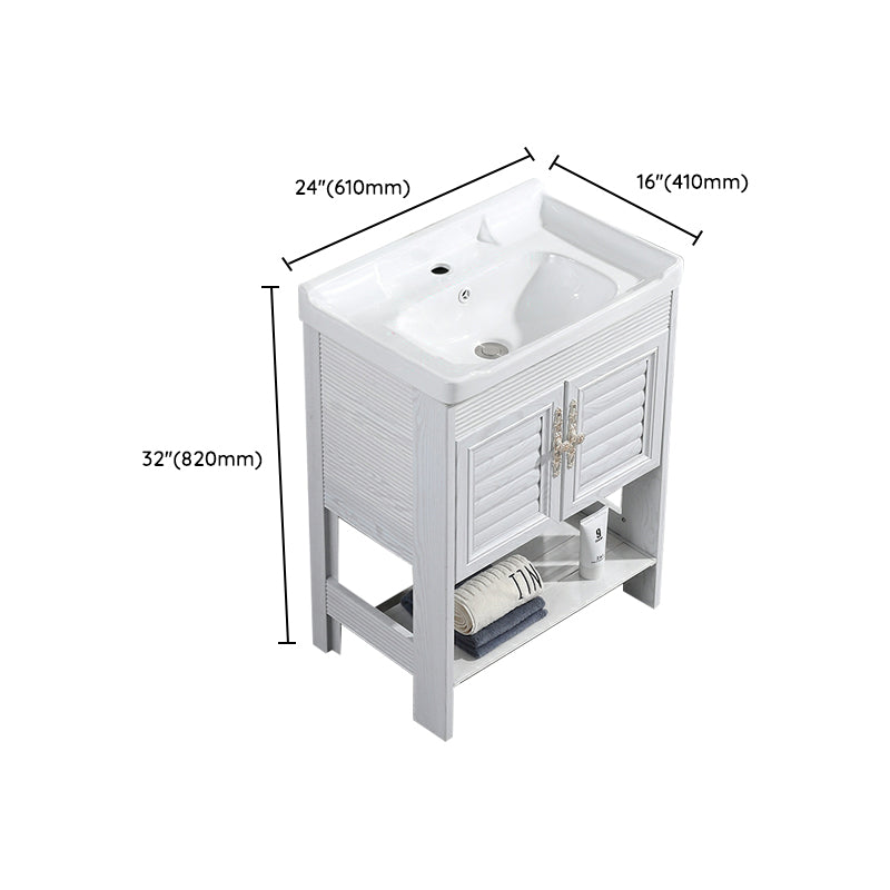 Modern Freestanding Sink Included Sink Vanity in White for Bathroom Clearhalo 'Bathroom Remodel & Bathroom Fixtures' 'Bathroom Vanities' 'bathroom_vanities' 'Home Improvement' 'home_improvement' 'home_improvement_bathroom_vanities' 8052355
