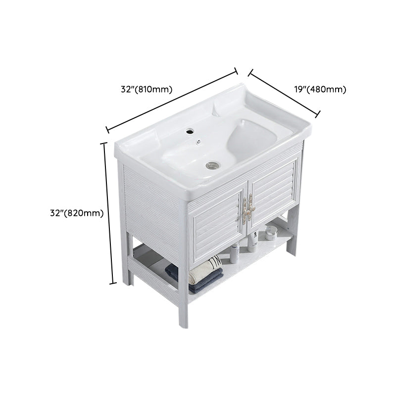 Modern Freestanding Sink Included Sink Vanity in White for Bathroom Clearhalo 'Bathroom Remodel & Bathroom Fixtures' 'Bathroom Vanities' 'bathroom_vanities' 'Home Improvement' 'home_improvement' 'home_improvement_bathroom_vanities' 8052357