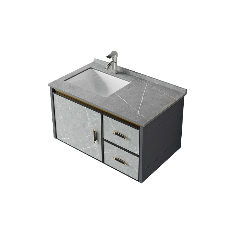 Modern Wall Mount Sink Vanity with Faucet Sink Doors for Bathroom Vanity & Faucet 32"L x 19"W x 16"H Stone Clearhalo 'Bathroom Remodel & Bathroom Fixtures' 'Bathroom Vanities' 'bathroom_vanities' 'Home Improvement' 'home_improvement' 'home_improvement_bathroom_vanities' 8052363