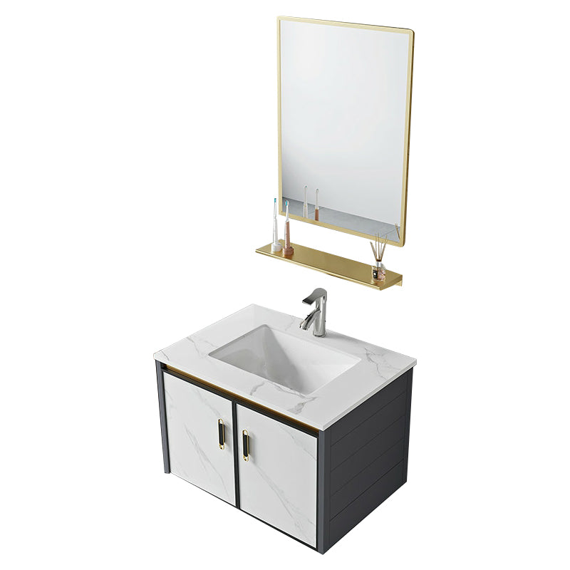 Modern Wall Mount Sink Vanity with Faucet Sink Doors for Bathroom Vanity & Faucet & Mirrors Stone Clearhalo 'Bathroom Remodel & Bathroom Fixtures' 'Bathroom Vanities' 'bathroom_vanities' 'Home Improvement' 'home_improvement' 'home_improvement_bathroom_vanities' 8052366