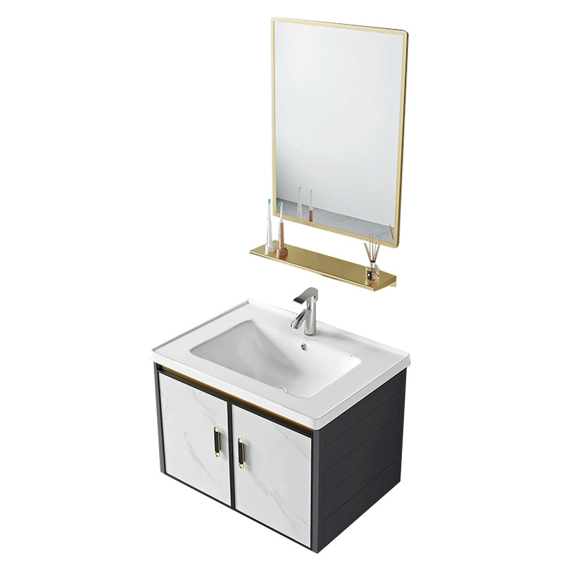 Modern Wall Mount Sink Vanity with Faucet Sink Doors for Bathroom Vanity & Faucet & Mirrors Ceramic Clearhalo 'Bathroom Remodel & Bathroom Fixtures' 'Bathroom Vanities' 'bathroom_vanities' 'Home Improvement' 'home_improvement' 'home_improvement_bathroom_vanities' 8052374
