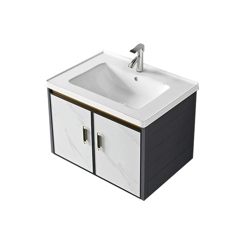 Modern Wall Mount Sink Vanity with Faucet Sink Doors for Bathroom Vanity & Faucet Ceramic Clearhalo 'Bathroom Remodel & Bathroom Fixtures' 'Bathroom Vanities' 'bathroom_vanities' 'Home Improvement' 'home_improvement' 'home_improvement_bathroom_vanities' 8052380